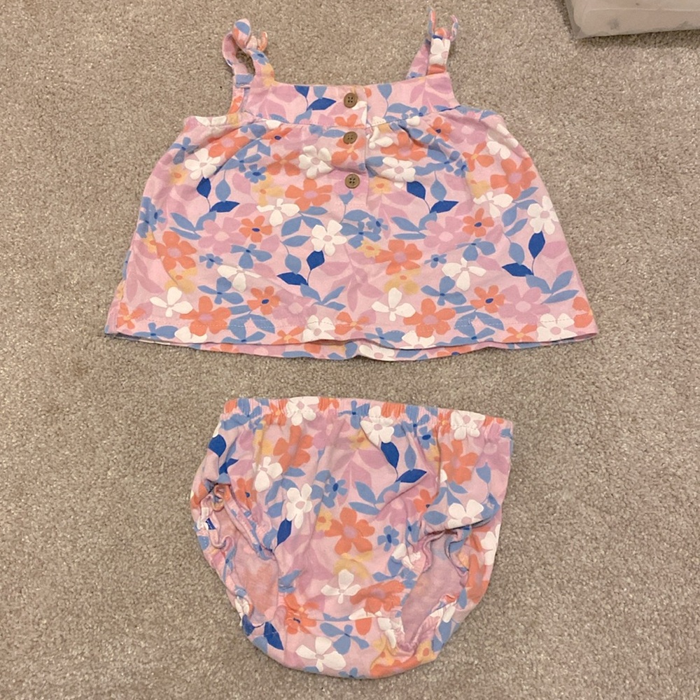 Matching floral set- tank top and diaper cover up 6M